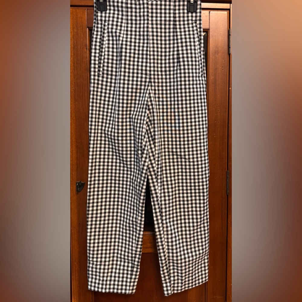 Women's Black and White Checkered Pants from Zara